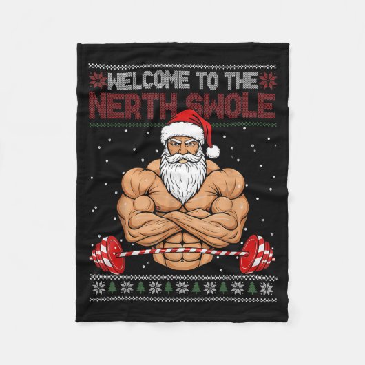 Christmas Workout Welcome To North Swole Xmas Gym  Fleece Deken (Voorkant)
