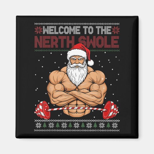 Christmas Workout Welcome To North Swole Xmas Gym Magneet (Voorkant)
