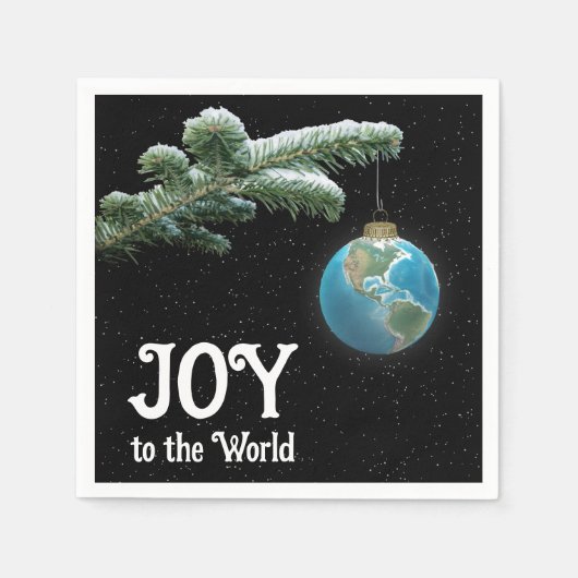 Christmas World Globe Ornament With Stars Servet (Voorkant)