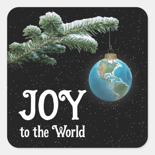 Christmas World Globe Ornament With Stars Vierkante Sticker (Voorkant)