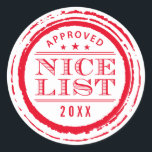 CHRISTMAS WRAPPING grappig mooi lijststempel rood  Ronde Sticker<br><div class="desc">door kat massard >> https://linktr.ee/simplysweetpaperie <<<< Een schattig,  aangepast label dat perfect is voor favoriete labels voor kerstinpakken</div>