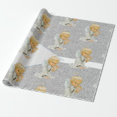 Christmas Wrapping Grey Angel Baby Cadeaupapier (Uitgerold)
