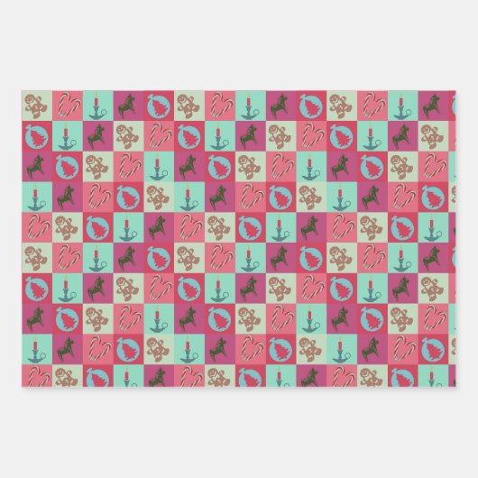 Christmas Wrapping Paper Flat Sheet Set of 3 (Voorkant)