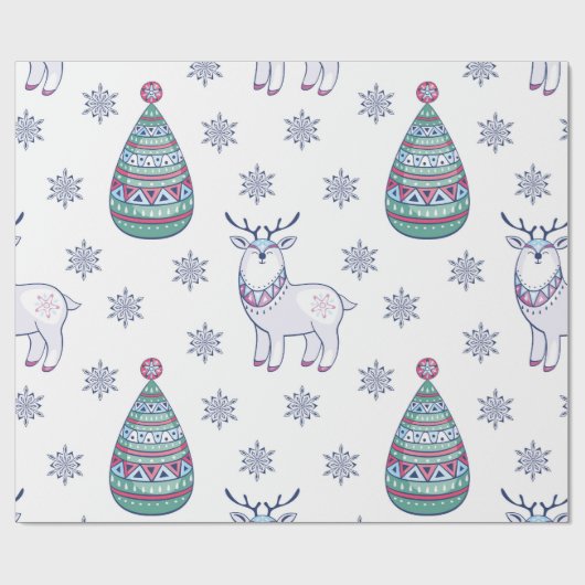 Christmas Wrapping Paper - Reindeer and Fir Trees Cadeaupapier (Vlak)