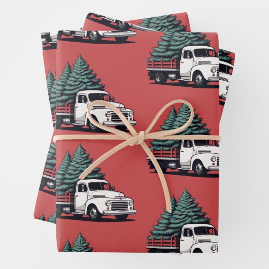 Christmas Wrapping Paper | Tree Truck Pattern (In situ)