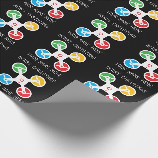 Christmas wrapping paper with fun drone silhouette cadeaupapier (Hoek)