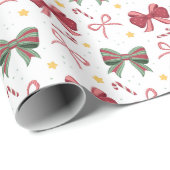 Christmas Wrapping Paper With Red and Green Bows Cadeaupapier (Rol Hoek)