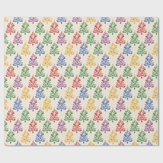 Christmas Wrapping Paper With Xmas Tree Theme Cadeaupapier (Vlak)