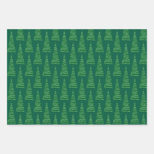 Christmas Wrapping Papers – Golden & Green Trees Inpakpapier Vel (Voorkant 2)