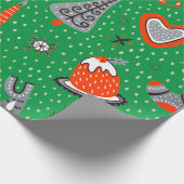 CHRISTMAS WRAPPING PAPIER DOODLE ART GREEN (Hoek)