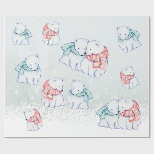 CHRISTMAS WRAPPING PAPIER. POLAR BEER GIFT WRAP CADEAUPAPIER (Vlak)