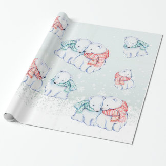 CHRISTMAS WRAPPING PAPIER. POLAR BEER GIFT WRAP CADEAUPAPIER