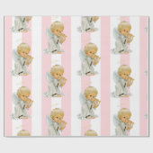Christmas Wrapping Pink & White Stripe Angel Baby Cadeaupapier (Vlak)