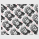 Christmas Wrapping Pink &White Stripe Jesus Christ Cadeaupapier (Vlak)