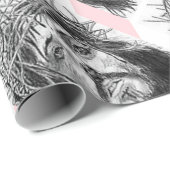 Christmas Wrapping Pink &White Stripe Jesus Christ Cadeaupapier (Rol Hoek)