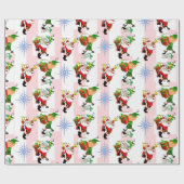 Christmas Wrapping Pink & White Stripe Santa Cadeaupapier (Vlak)