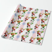 Christmas Wrapping Pink & White Stripe Santa Cadeaupapier (Uitgerold)