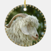 Christmas Wreath Angora Goat  Keramisch Ornament (Achterkant)