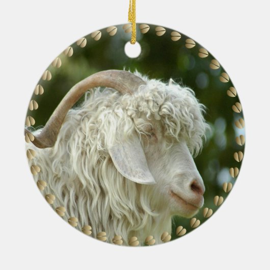 Christmas Wreath Angora Goat  Keramisch Ornament (Achterkant)