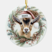 Christmas Wreath Baby Goat  Keramisch Ornament (Voorkant)