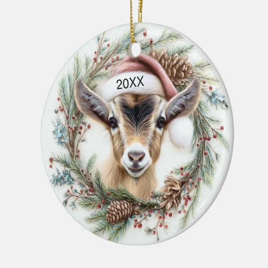 Christmas Wreath Baby Goat  Keramisch Ornament (Links)
