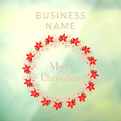 Christmas Wreath Botanical Holly & Poinsettias Raamsticker (Vel 3)