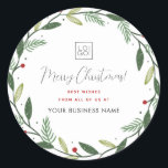 Christmas Wreath Business Toevoegen Aangepast bedr Ronde Sticker<br><div class="desc">Deze elegante stickers zouden geweldig zijn voor uw zakelijke / promotionele behoeften. Voeg eenvoudig uw eigen logo en aangepaste tekst toe door op de optie "personaliseren" te klikken.</div>