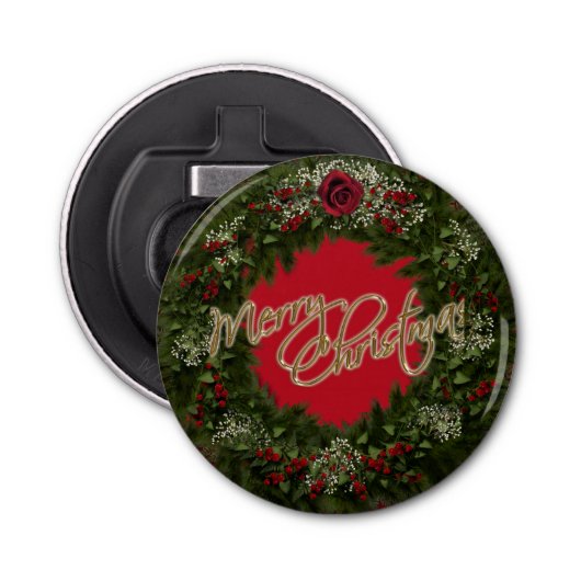 Christmas Wreath Button Flesopener (Voorkant)