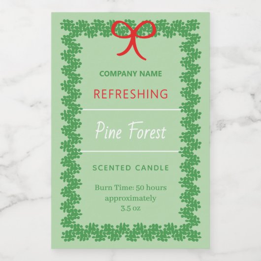 Christmas Wreath Candle Sticker Label (Enkel label)