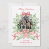 Christmas Wreath Candy Cane Bow | Photo Card Save The Date (Voorkant)