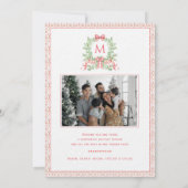 Christmas Wreath Candy Cane Bow | Photo Card Save The Date (Achterkant)