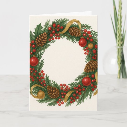 Christmas Wreath Card Kaart (Voorkant)