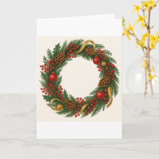 Christmas Wreath Card Kaart (Gele Bloem)