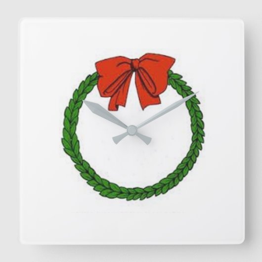 ***CHRISTMAS WREATH*** CLOCK VIERKANTE KLOK (Voorkant)