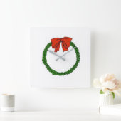 ***CHRISTMAS WREATH*** CLOCK VIERKANTE KLOK (Huis)