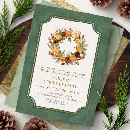 Christmas Wreath Cocktail Party Invitation Kaart