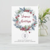 Christmas Wreath Company Logo Business Feestdagenkaart (Staand voorkant)