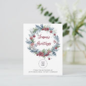 Christmas Wreath Company Logo Business Feestdagenkaart (Staand voorkant)