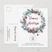 Christmas Wreath Company Logo Business Feestdagenkaart (Voorkant / Achterkant)