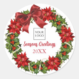 Christmas Wreath Company Logo Company Ronde Sticker