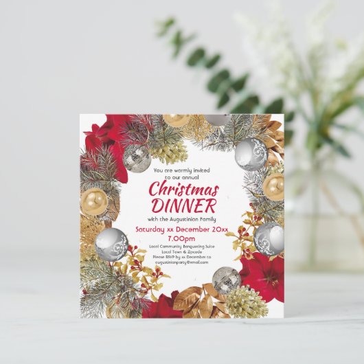 Christmas Wreath CORPORATE DINER Kaart (Staand voorkant)