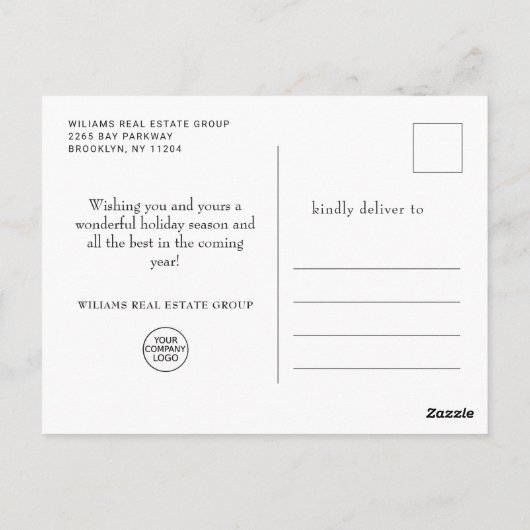 Christmas Wreath Corporate Holiday Bedankt Briefkaart (Achterkant)