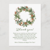 Christmas Wreath Corporate Holiday Bedankt Briefkaart (Voorkant)