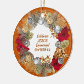 Christmas Wreath Custom Orange CELEBRATE JESUS Keramisch Ornament (Links)