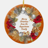 Christmas Wreath Custom Orange CELEBRATE JESUS Keramisch Ornament (Achterkant)