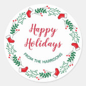  Christmas Wreath Design Sticker Label (Voorkant)
