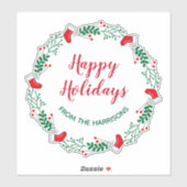 Christmas Wreath Design Sticker Label (Vel)