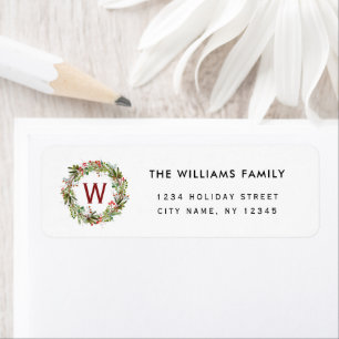 Christmas Wreath Familienaam Retouradres Etiket