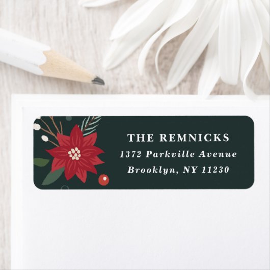 Christmas Wreath Floral Holiday Address Label (Insitu)