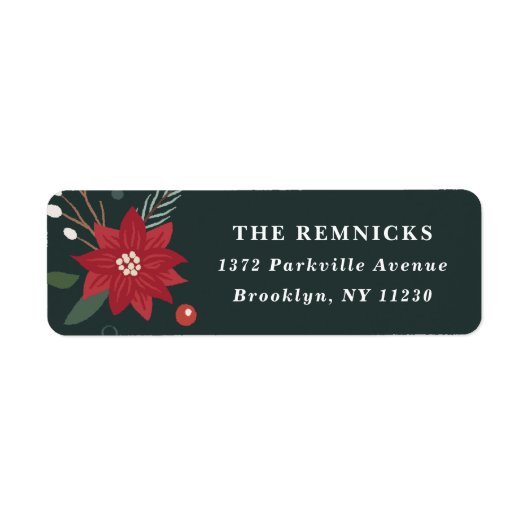 Christmas Wreath Floral Holiday Address Label (Voorkant)